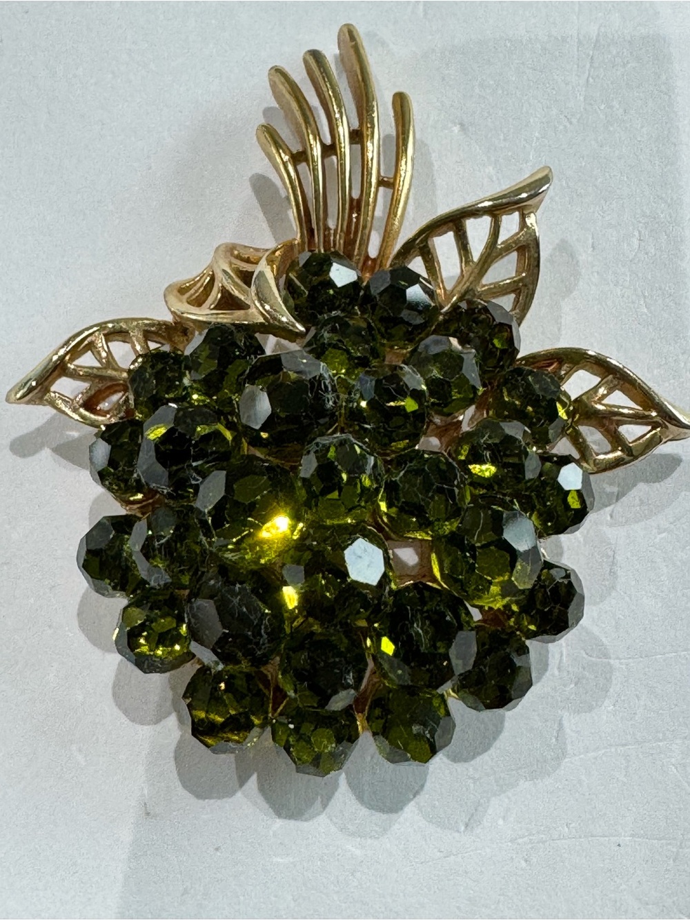 Trifari Crown Trifari Olivene Briolette Rhinestone Brooch. Scarce.